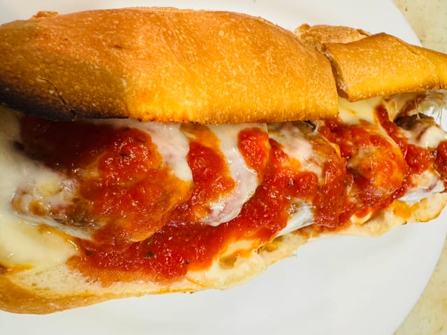 Meatball Parmigiana Sub.