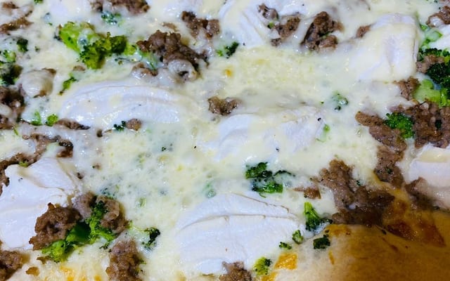 Sausage & Broccoli Pizza.