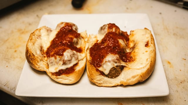 Meatball Parmigiana Sub.