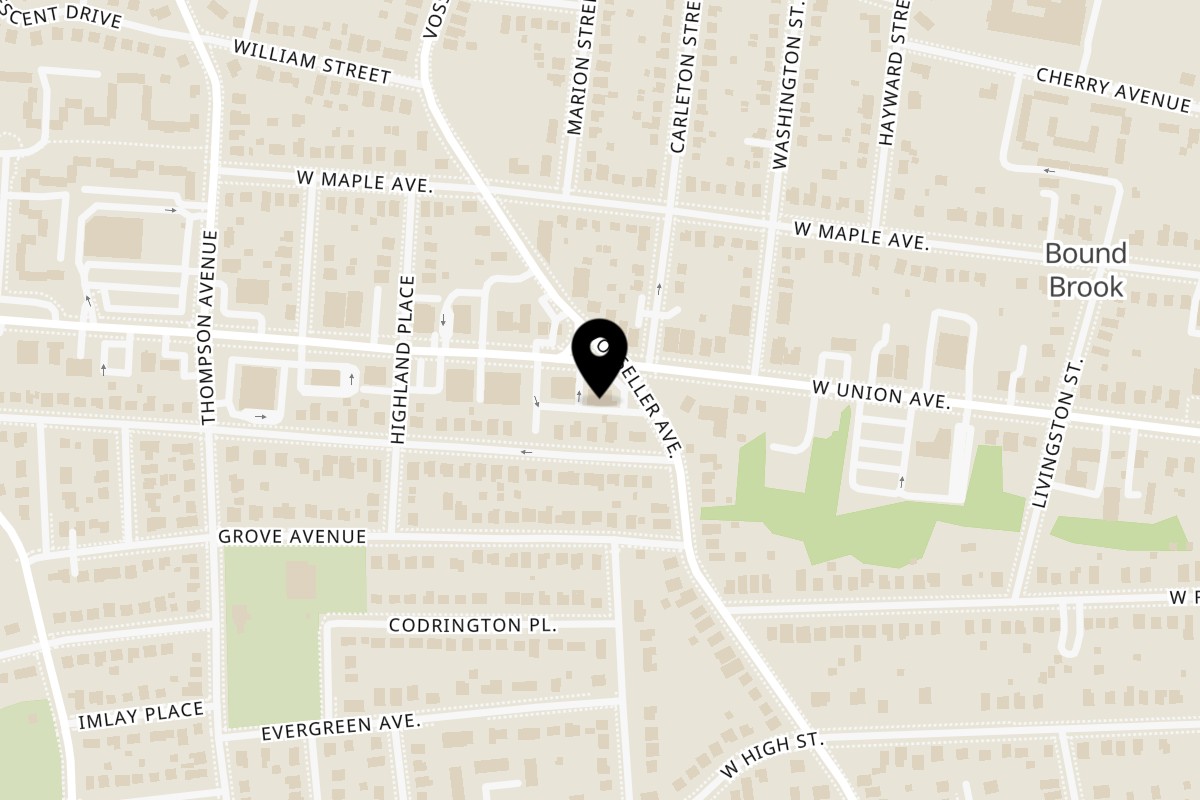 Map showing the location of Panatieri's Pizza & Pasta Bound Brook on 404 W Union Ave in Bound Brook