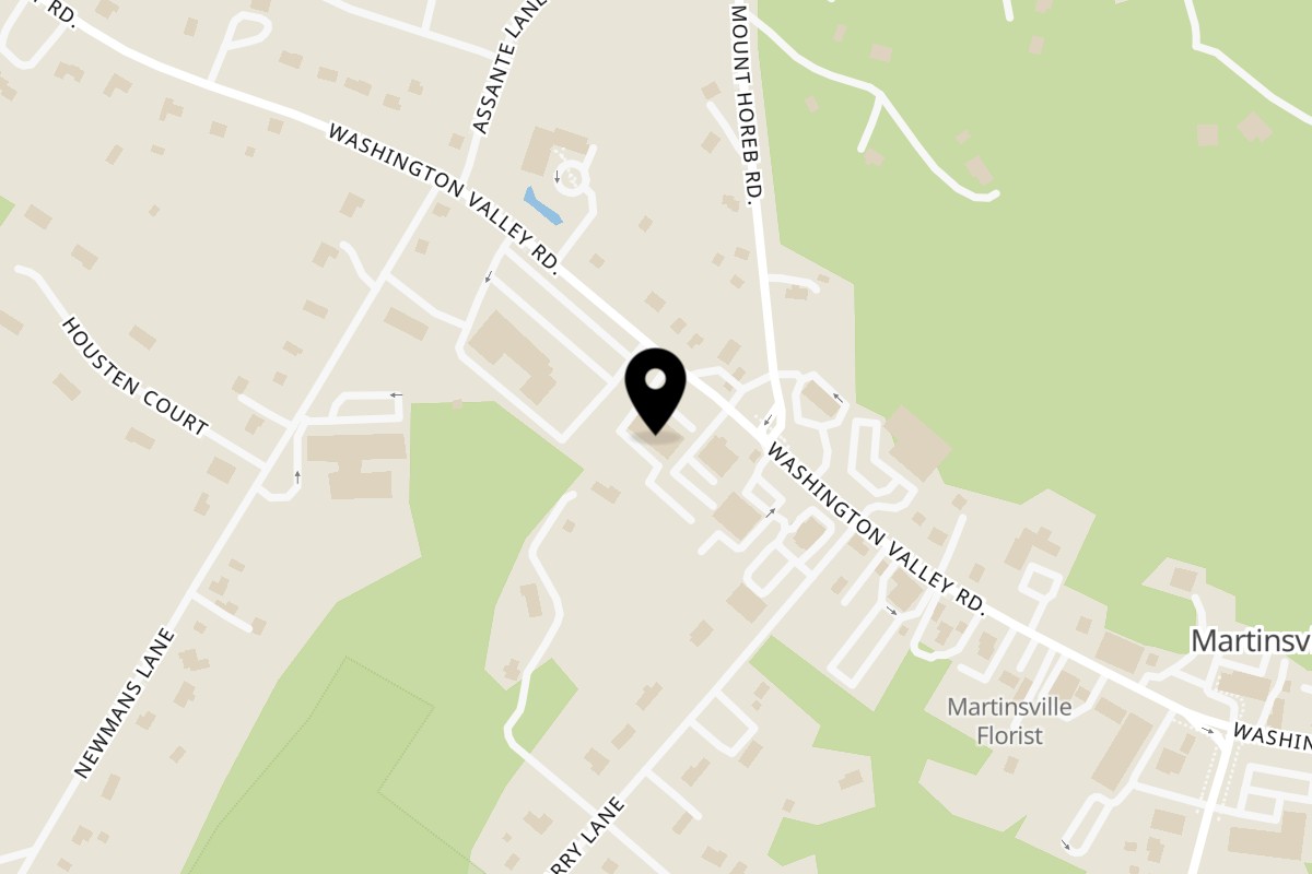 Map showing the location of Panatieri's Pizza & Pasta Martinsville on 1910 Washington Valley Rd in Martinsville